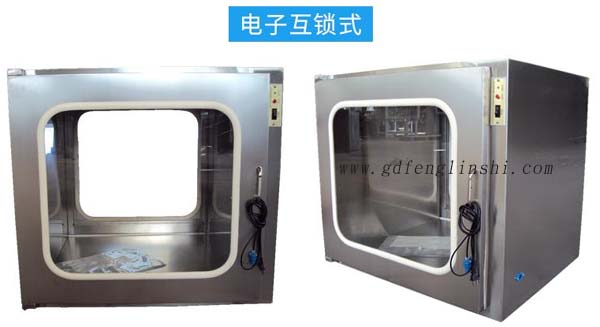 電子互鎖傳遞窗內(nèi)部采用集成電路，電磁鎖， 控制面板，指示燈等實現(xiàn)連鎖